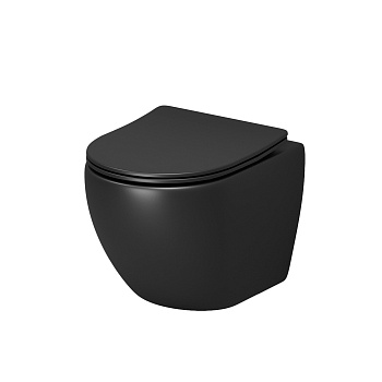 Унитаз подвесной Grossman Color GR-4455BMS черный матовый с сиденьем микролифт безободковый каскадный смыв