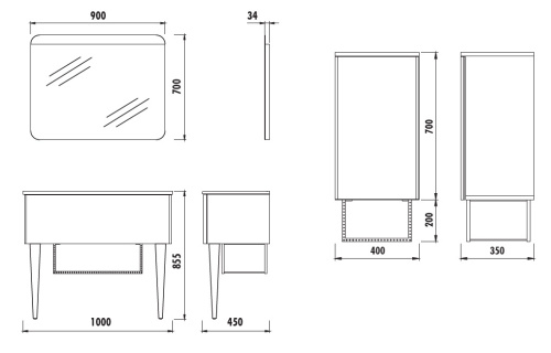 Тумба с раковиной Creavit Zeon ZE0100.00.PZ+SU100.6 100x45x85,5 - фото 2