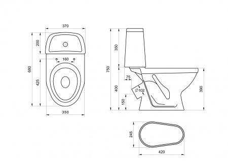 Унитаз-компакт напольный с бачком Santeri Соната 1P2062S0000BF белый с сиденьем микролифт каскадный смыв