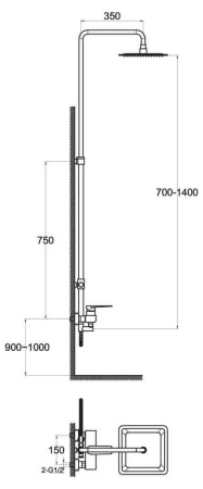 Душевая стойка BelBagno CARIN CAR-DOCM-CRM настенная хром