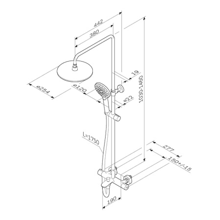 Душевая стойка Am.Pm Like F0780564 настенная цвет хром с термостатом