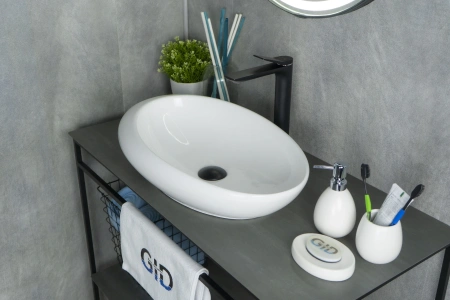 Раковина керамическая Gid Creativo 51167 60х40 накладная цвет белый без отверстий под смеситель