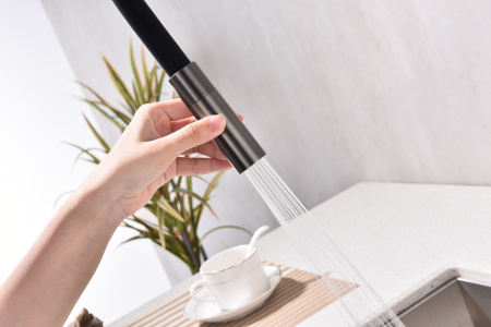 Смеситель для кухни Paulmark TORNADO To213402-GM на мойку серый