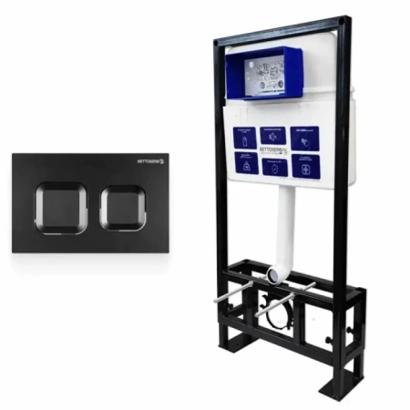 Инсталляция Bettoserb Sava Free Standing SFS40006471 с клавишей смыва SMART черный матовый квадр.