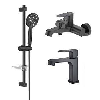 Комплект смесителей Aquatek ОБЕРОН AQ1230MB настенный черный матовый