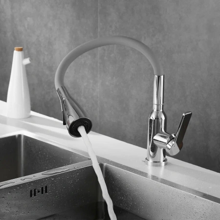 Смеситель для кухни Shevanik S843-9 на мойку хром/серый