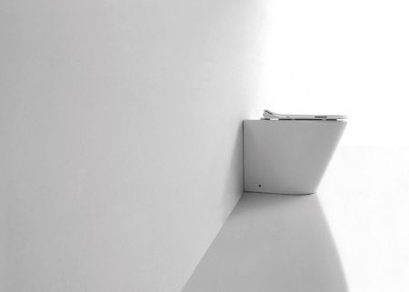 Унитаз приставной CeramaLux 3178 белый с сиденьем микролифт безободковый каскадный смыв