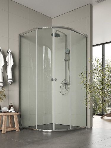 Душевой уголок Agger A01-100TCR/G 100х100 стекло прозрачное профиль хром без поддона - фото 2