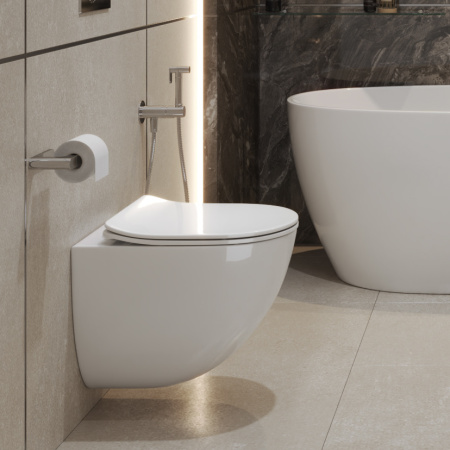 Унитаз подвесной BelBagno AMANDA BB051CH-TOR-FC/BB051SC белый с сиденьем микролифт безободковый смыв торнадо