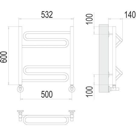 Полотенцесушитель водяной Terminus 4670078530431 55х60 хром