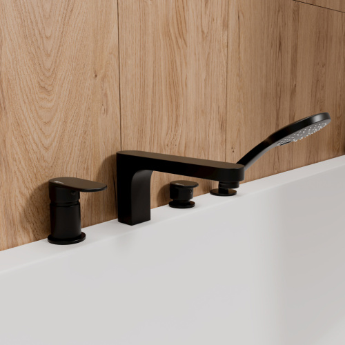 Смеситель для ванны WasserKRAFT Elbe 7400 7455 на борт ванны черный - фото 2