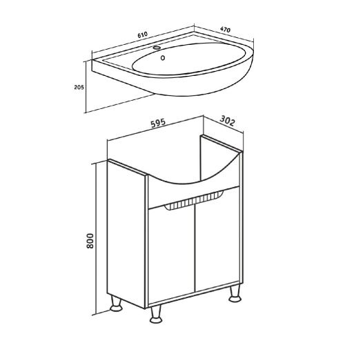 Тумба под раковину Runo ЭКО 00000001144 60х30 напольная цвет белый/бежевый - фото 4