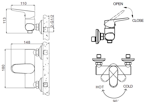Смеситель для душа Bravat Pure F9105161C-01 настенный хром - фото 2