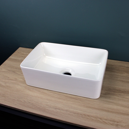 Раковина из сантехнического фарфора Teymi Helmi T50304 38х24 накладная цвет белый без отверстий под смеситель