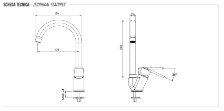 Смеситель для кухни Remer Vanity V42B на мойку хром