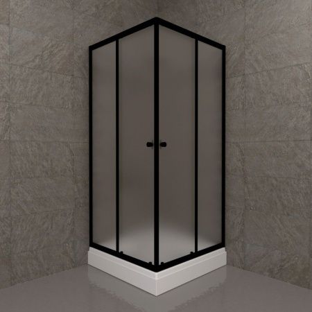 Душевой уголок Тритон Вента Щ0000064629 90х90 стекло матовое профиль черный с поддоном