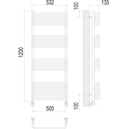 Полотенцесушитель водяной Terminus 4670078529817 55х120 хром