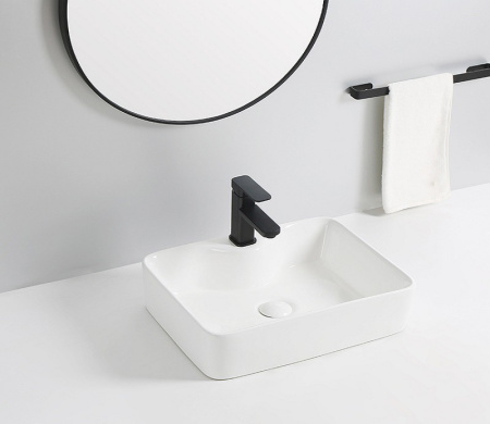 Раковина из санфаянса CeramaLux 7291 49х38 накладная цвет белый 1 отверстие под смеситель