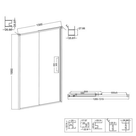 Душевая дверь Niagara Nova NG-34-13AGR 130х195 стекло прозрачное профиль графит