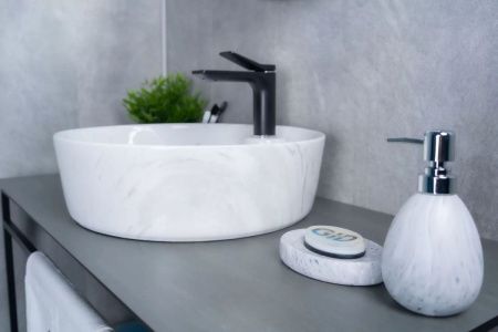 Раковина керамическая Gid 53321 40х40 накладная цвет белый без отверстий под смеситель