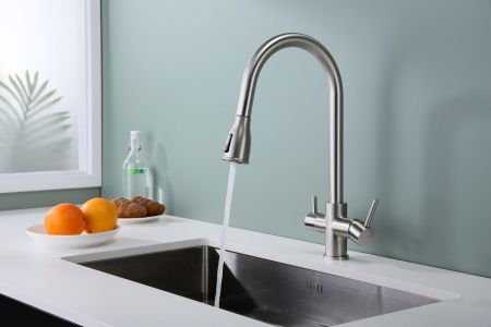 Смеситель для кухни Paulmark LANGE La214212-BS на мойку никель