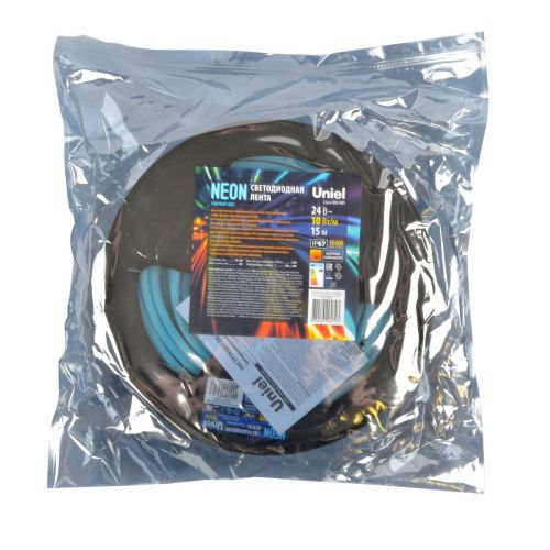 Светодиодная лента Uniel ULS-N11-2835-120LED/m-8mm-IP67-DC24V-10W/m-15M-LIGHTBLUE катушка в герметичной упаковке - фото 3