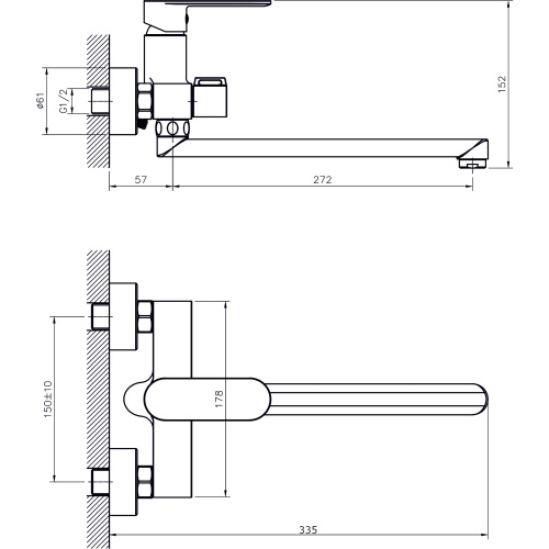 Смеситель для ванны Rush Luson LU1630-51 настенный хром - фото 2