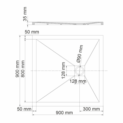 Душевой поддон WasserKRAFT Dill 61T 61T03 90x90 искусственный камень черный - фото 3