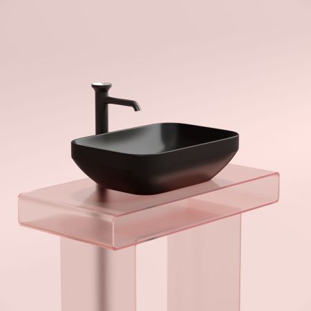 Раковина из сантехнического фарфора Ceramica Nova ELEMENT CN6055MB 50х40 накладная цвет черный без отверстий под смеситель