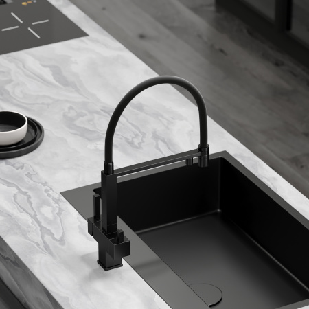 Смеситель для кухни Sancos Moro SC4006MB на мойку черный матовый/черный