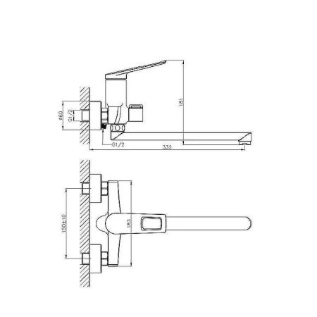 Смеситель для ванны и душа Haiba HB595 HB22595 настенный хром