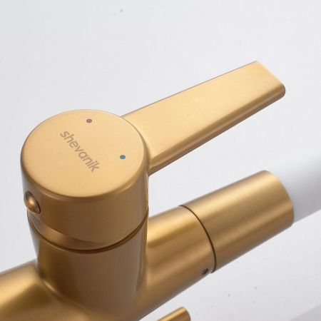 Смеситель для кухни Shevanik S668G на мойку золото/бежевый