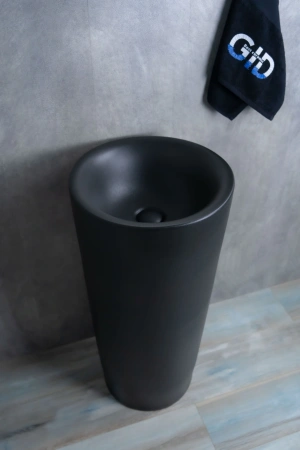 Раковина керамическая Gid Autonomo 81110 40х40 напольная цвет черный без отверстий под смеситель