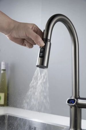 Смеситель для кухни Knotlor KN-100/GM на мойку вороненая сталь