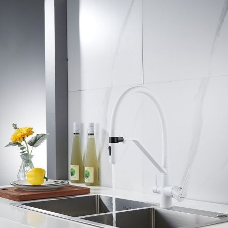 Смеситель для кухни Shevanik S278C на мойку белый