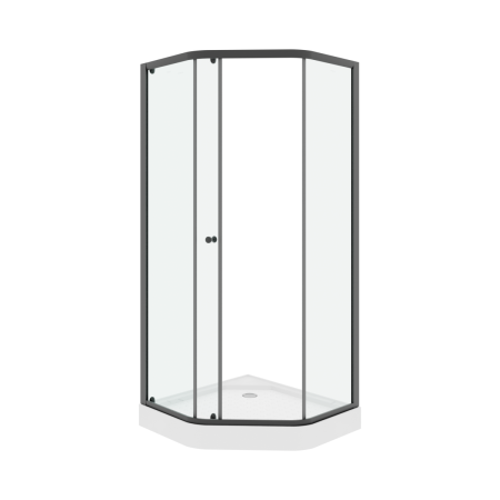 Душевой уголок Parly ZEP91B 90х90 стекло прозрачное профиль черный с поддоном