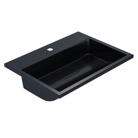 Раковина из искусственного камня Uperwood Barsa 3939193461 60х50 полувстраиваемая цвет черный