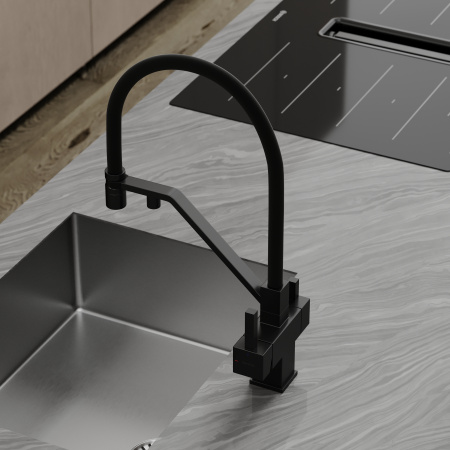 Смеситель для кухни Sancos Loro SC4007MB на мойку черный матовый/черный