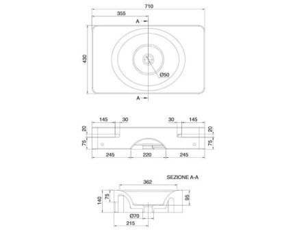 Раковина из сантехнического фаянса Scarabeo Fuji 6002 70х40 подвесная цвет белый