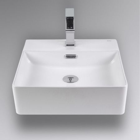 Раковина из сантехнического фарфора Bond Cube S02-420 40х40 накладная цвет белый 1 отверстие под смеситель