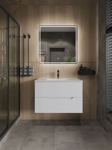 Тумба с раковиной Orange Line Li-80Tuw+Ra 80х50 подвесная цвет белый - фото 4