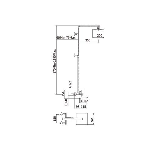 Душевая стойка Fashun A52402-7 настенная цвет черный - фото 3