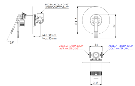 Смеситель для душа Remer Atelier AL30LCFP встраиваемый в стену черный
