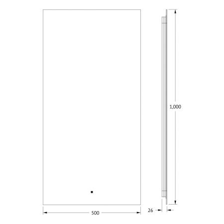 Зеркало с подсветкой Defesto GLOW DF 2505R 50х100 подвесное