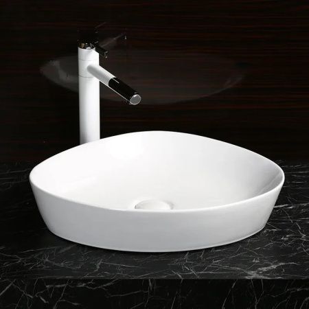 Раковина из сантехнического фарфора Cerutti SPA CR0021C 50х40 накладная цвет белый без отверстий под смеситель