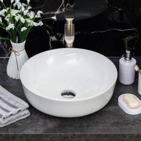 Раковина из сантехнического фарфора Melana 78115-805 40х40 накладная цвет белый без отверстий под смеситель