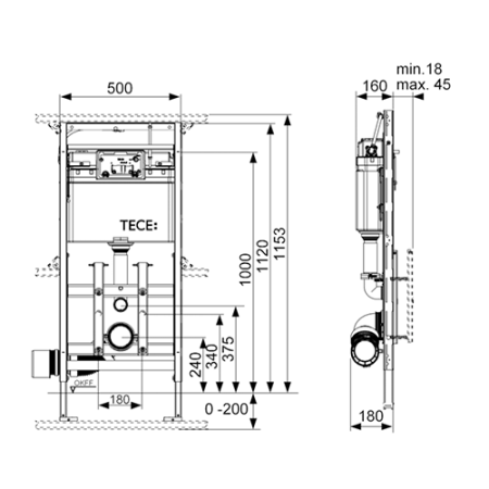 Инсталляция для подвесного унитаза Tece TECElux 9600200