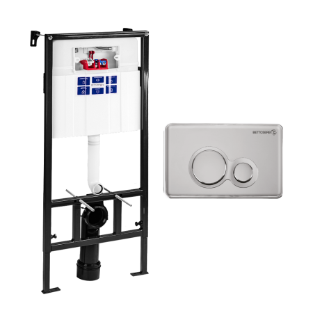 Инсталляция Bettoserb Sava Fix Slim SET40006465 с клавишей смыва DUO хром глянец/хром матовый