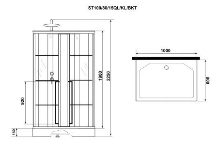 Душевая кабина Niagara Standart ST100/80/15QL/KL/BKT 100х80 прямоугольная без крыши ориентация левая