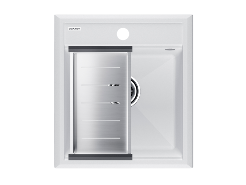 Мойка кухонная Paulmark PM114651-WH+A375-BS 46х51 белый/брашированная нержавеющая сталь
